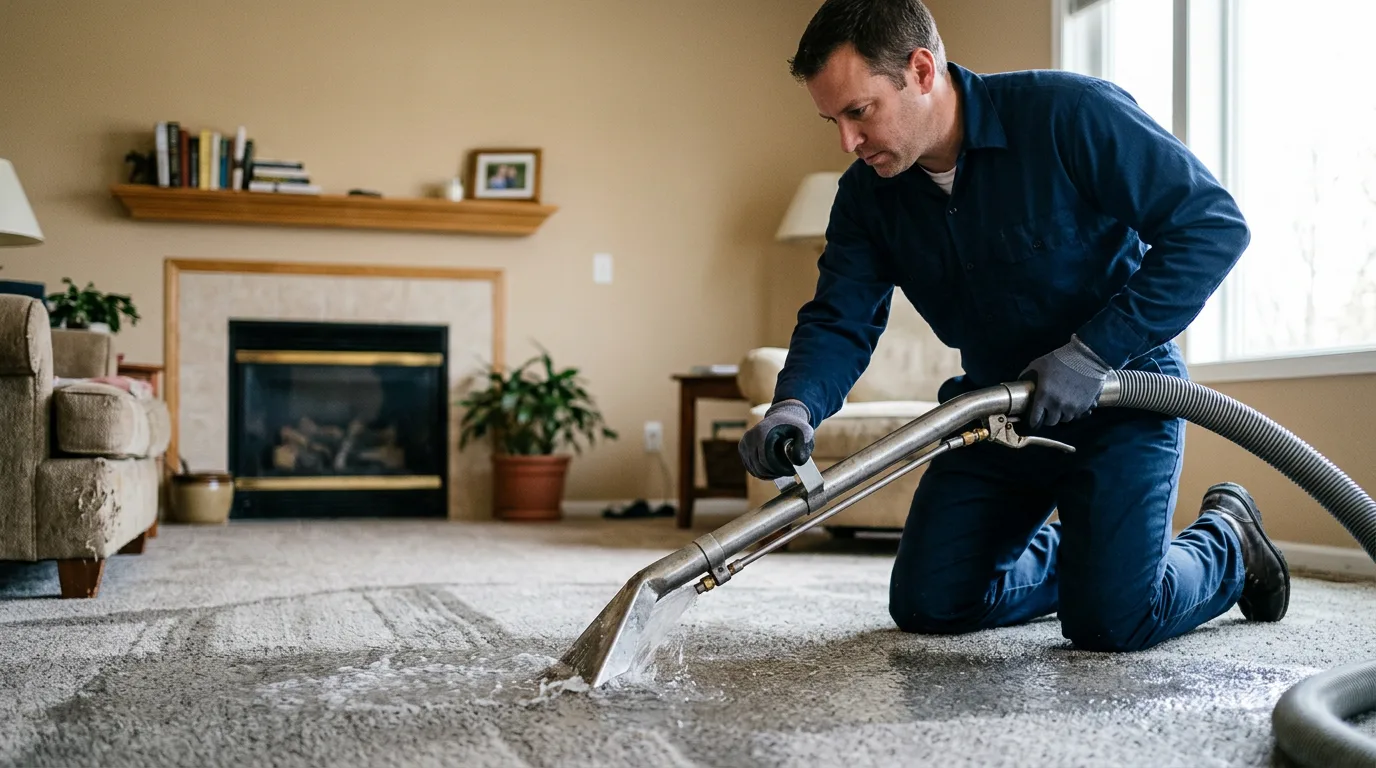 Water damage restoration technician working near Lucernemines, PA